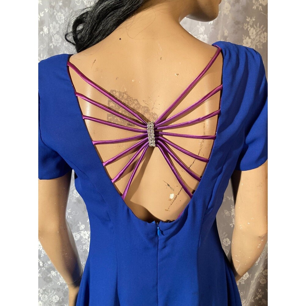 Blue Midi Dress with Decorative Strappy Back